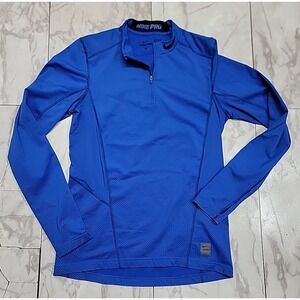 Nike Pro Performance Fitted Quarter Zip Geometric Lines Thumb Holes Shirt Men M